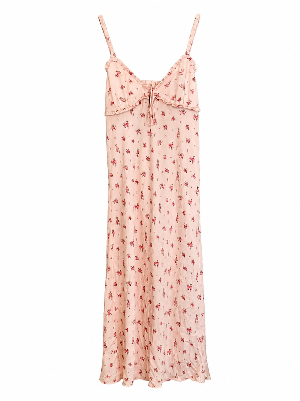 American Eagle Pink Floral Maxi Dress S Open Back Ruffle Coquette Feminine